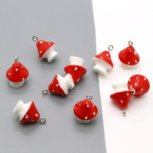 3D Resin Mushroom Charms Set of 10 for Crafts & Jewelry by HitMyNeed