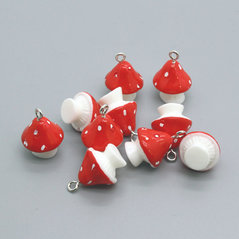 3D Resin Mushroom Charms Set of 10 for Crafts & Jewelry by HitMyNeed