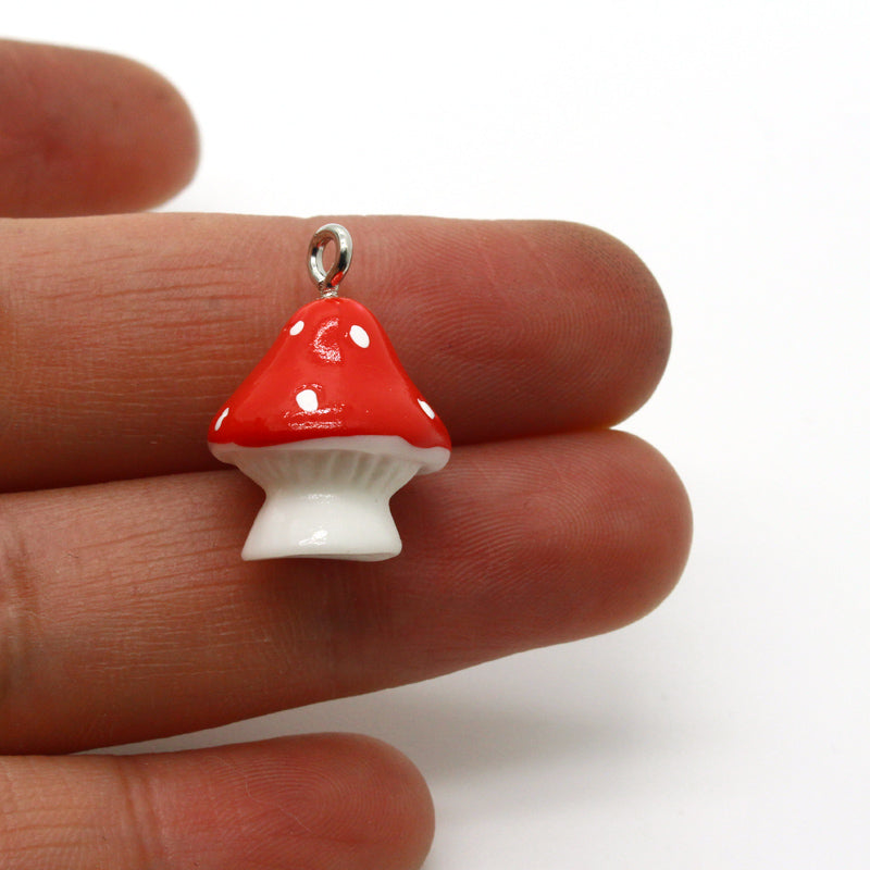 3D Resin Mushroom Charms Set of 10 for Crafts & Jewelry by HitMyNeed