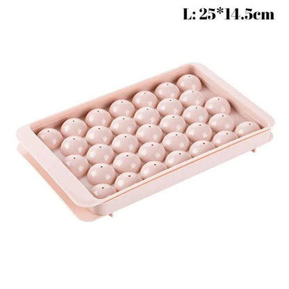 3D Round Ice Ball Tray with Lid, Diamond Design 33grids-round-pink-l by HitMyNeed
