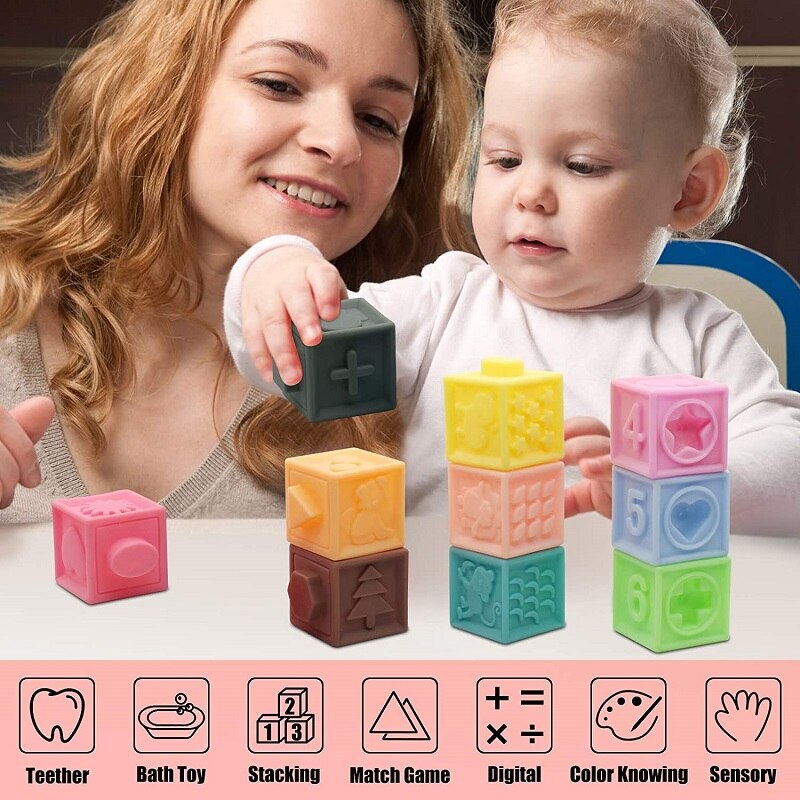 3D Sensory Building Blocks for Toddlers (Set of 12) by HitMyNeed