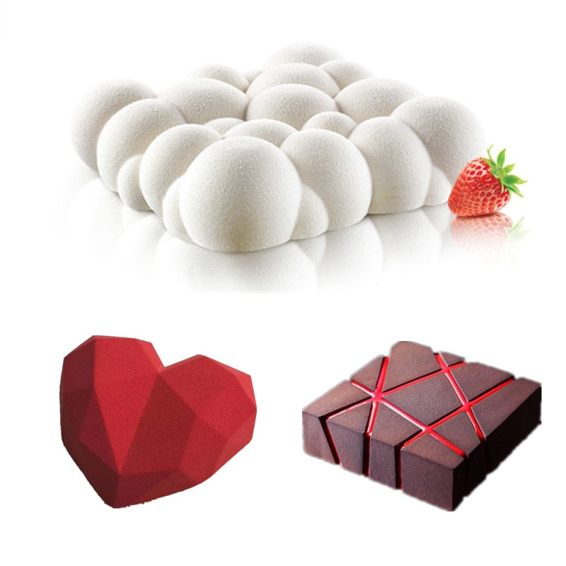 3D Silicone Baking Mold Set - Heart, Grid & Cloud by HitMyNeed