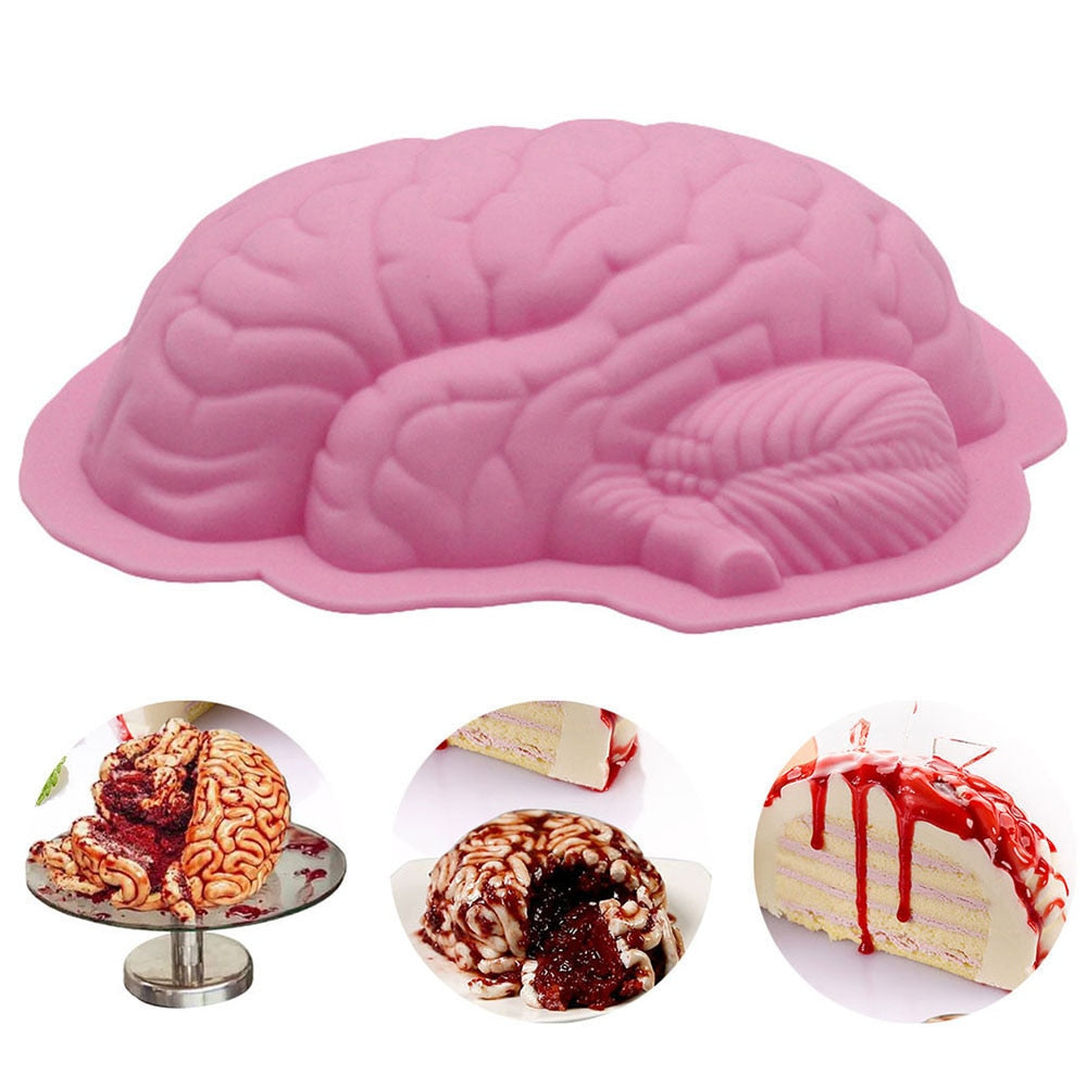 3D Silicone Brain Cake Mold for Halloween Baking by HitMyNeed