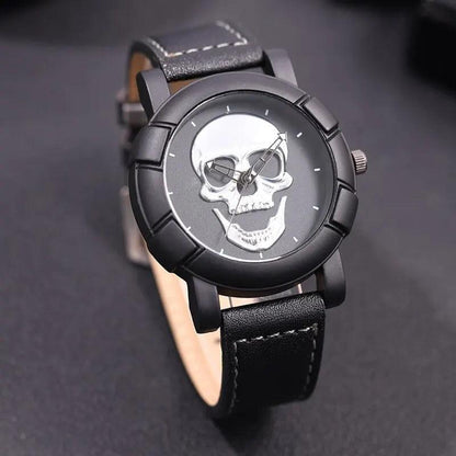 3D Skull Quartz Watch with Leather Strap by HitMyNeed