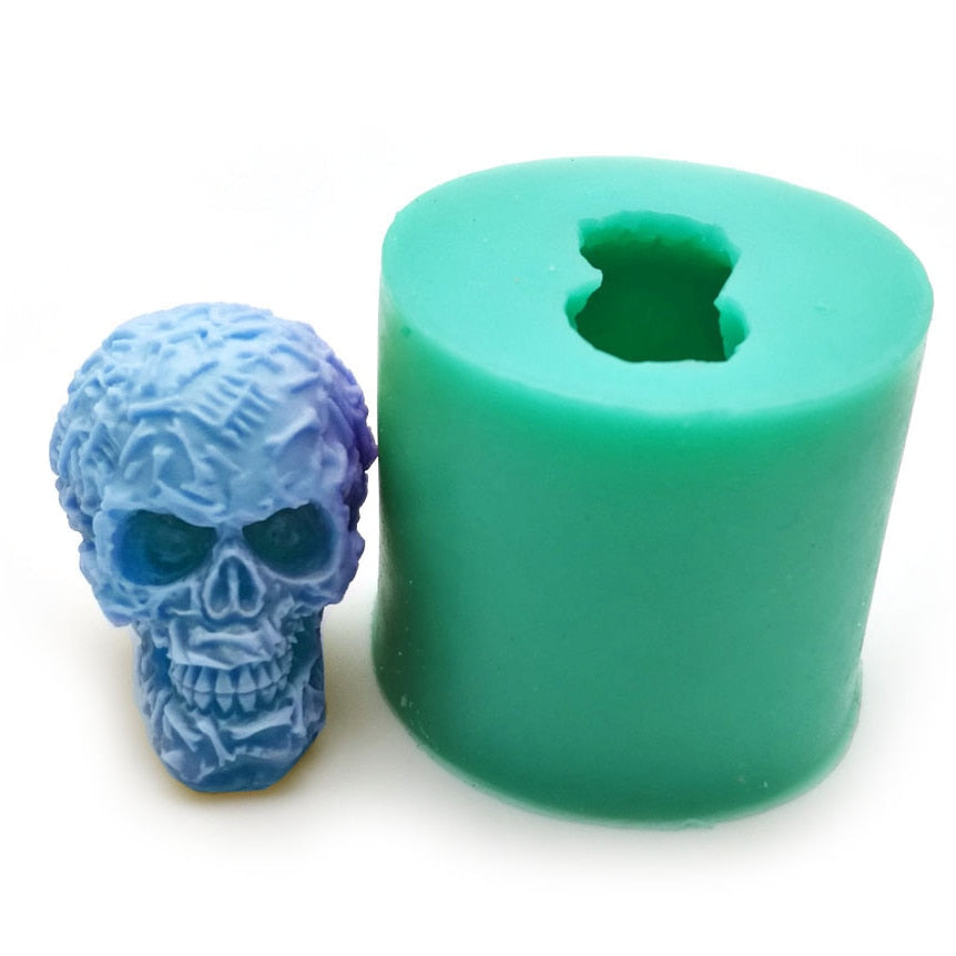 3D Skull Silicone Candle Mold for Mini Candles by HitMyNeed