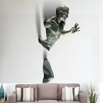 3D Through Wall Copper Effect Abstract Resin Sculpture by HitMyNeed