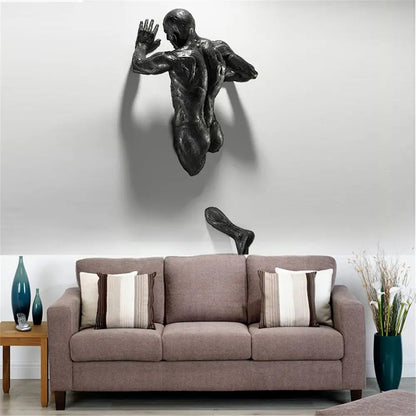 3D Through Wall Copper Effect Abstract Resin Sculpture by HitMyNeed