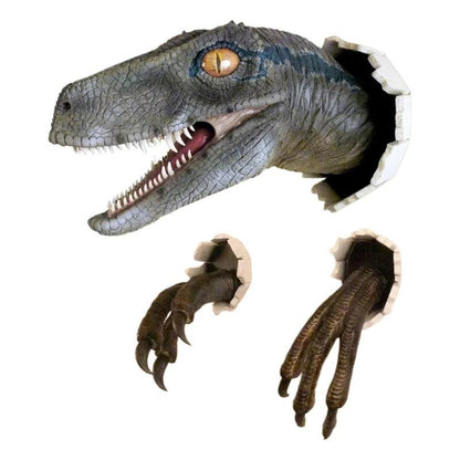 3D Velociraptor Dinosaur Resin Wall Decoration Set blue by HitMyNeed