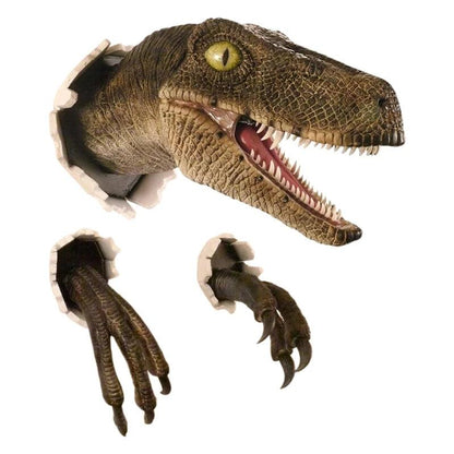 3D Velociraptor Dinosaur Resin Wall Decoration Set yellow by HitMyNeed