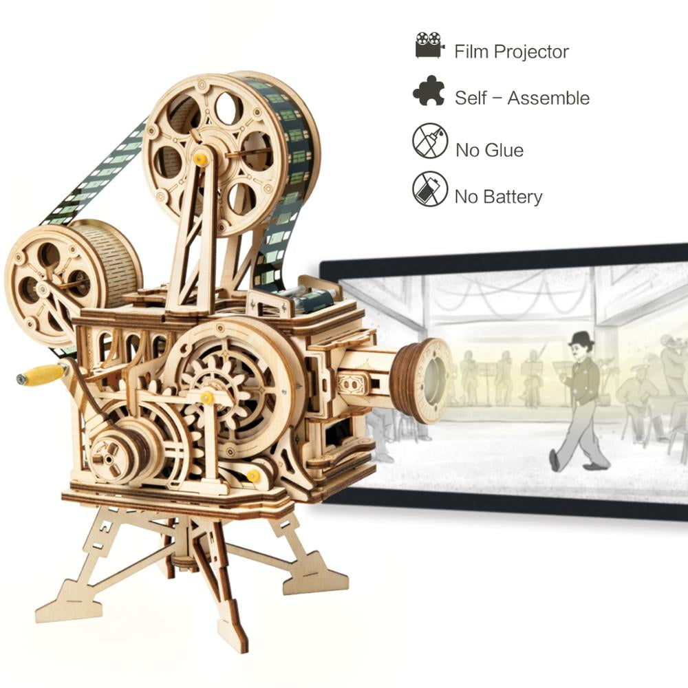 3D Wooden Puzzle DIY Vintage Film Projector Kit by HitMyNeed