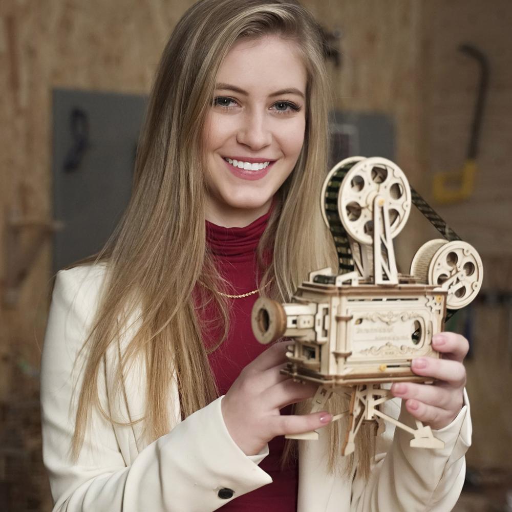 3D Wooden Puzzle DIY Vintage Film Projector Kit by HitMyNeed