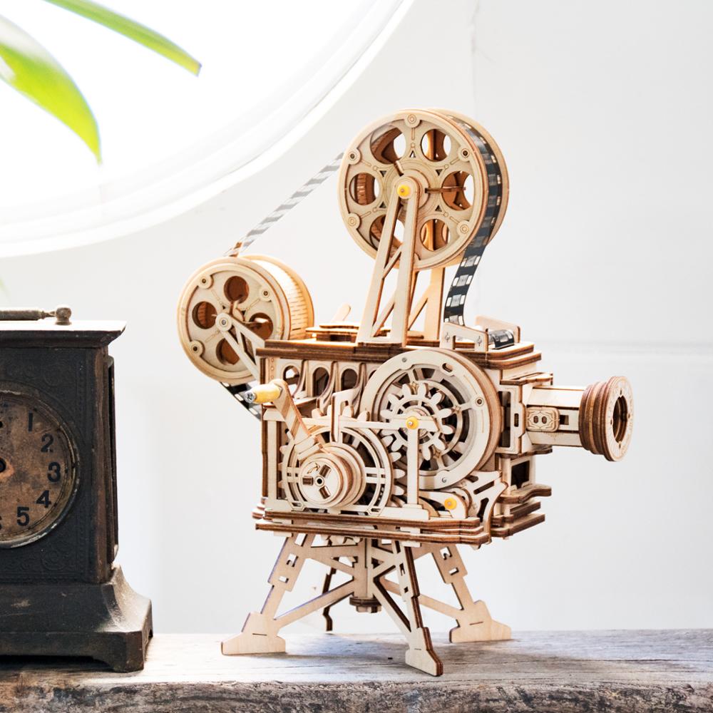 3D Wooden Puzzle DIY Vintage Film Projector Kit by HitMyNeed
