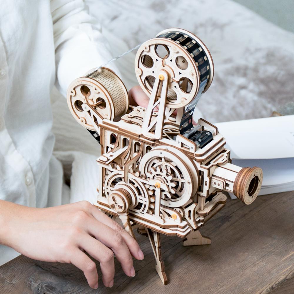 3D Wooden Puzzle DIY Vintage Film Projector Kit by HitMyNeed