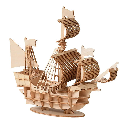 3D Wooden Sailboat Puzzle DIY Model Kit by HitMyNeed