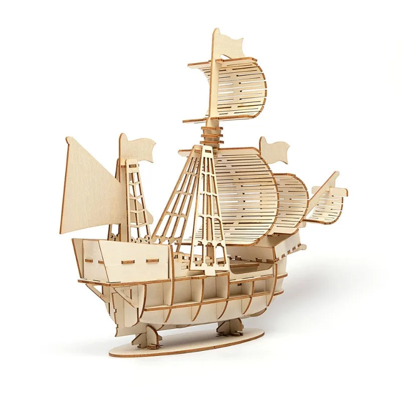 3D Wooden Sailboat Puzzle DIY Model Kit by HitMyNeed