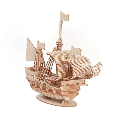 3D Wooden Sailboat Puzzle DIY Model Kit by HitMyNeed