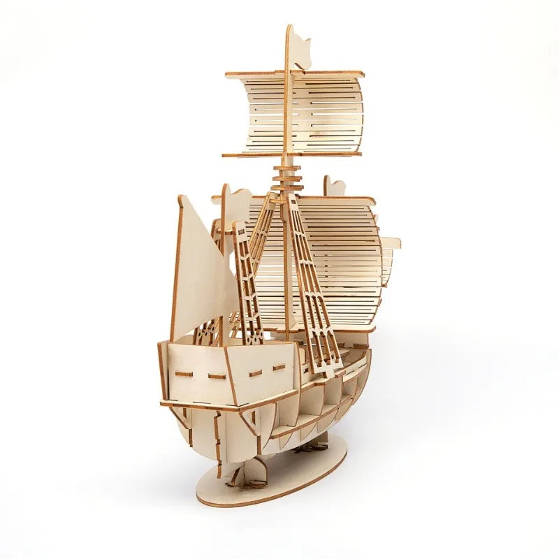 3D Wooden Sailboat Puzzle DIY Model Kit by HitMyNeed