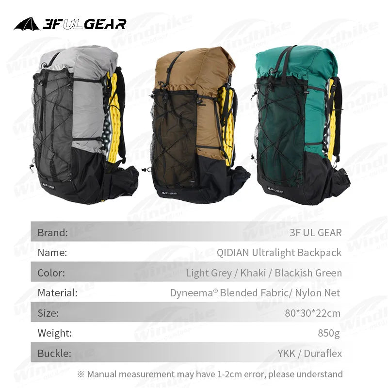 3F UL GEAR QIDIAN 2.0 40+16L Ultralight Backpack by HitMyNeed