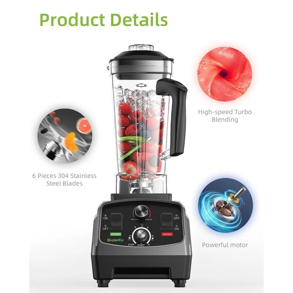 3HP 2200W Timer Blender with 2L BPA-Free Jar by HitMyNeed