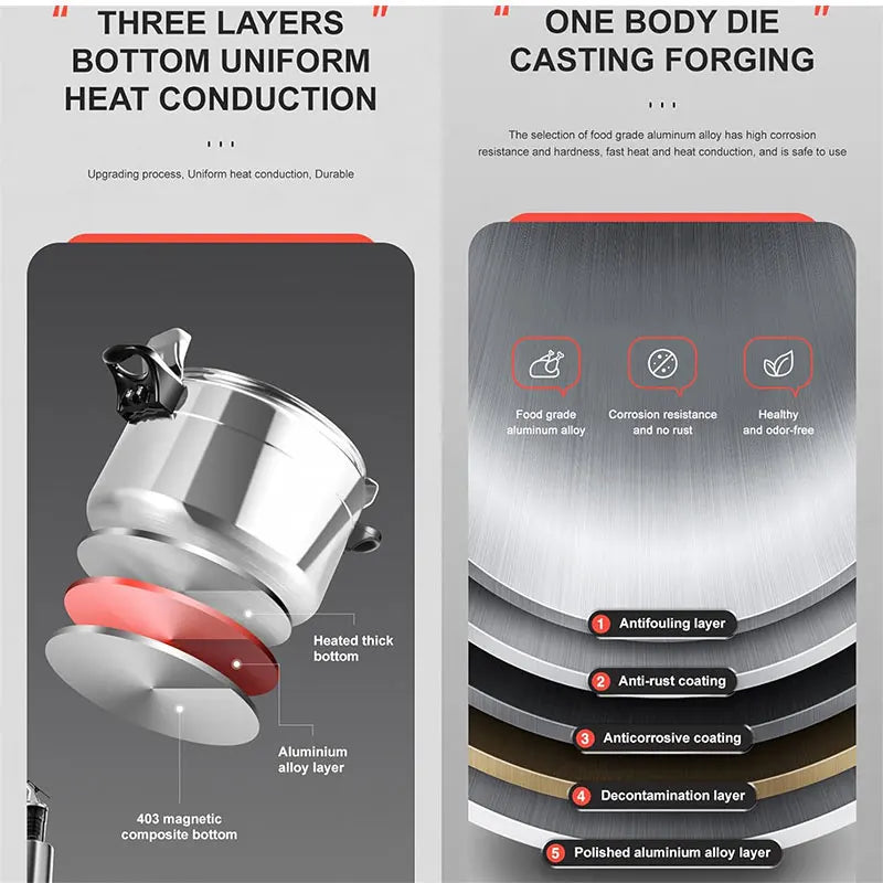 3L 5L 7L Professional Aluminum Pressure Cooker by HitMyNeed