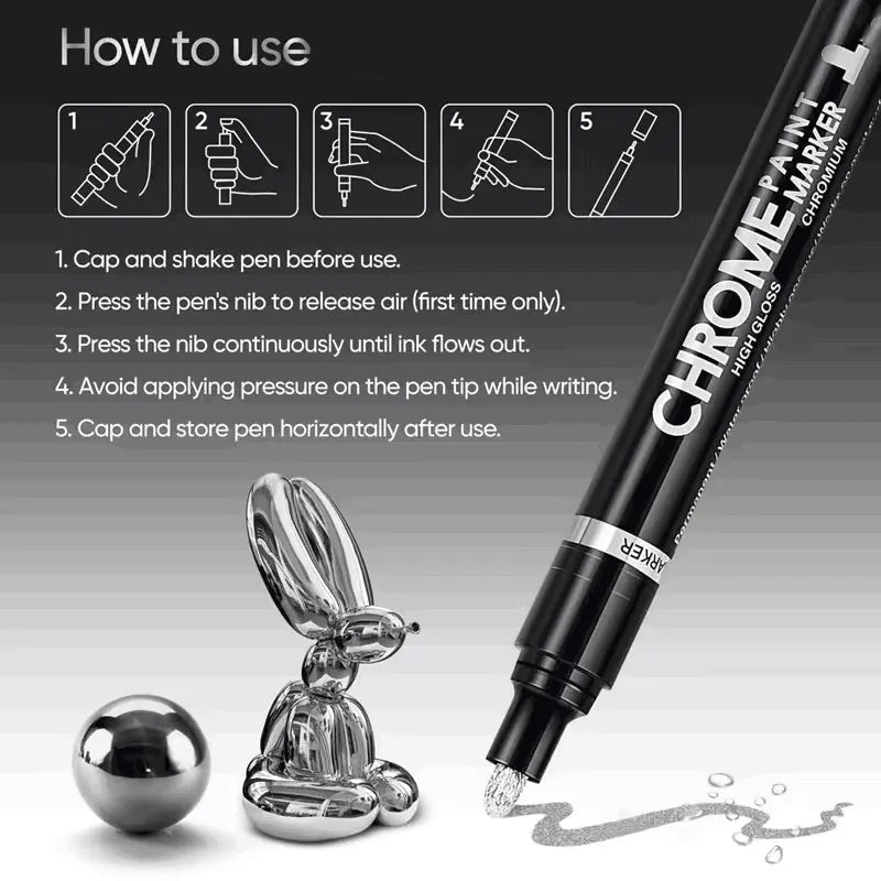 3pcs Chrome Mirror Marker Pens 2mm Gold & Silver Set by HitMyNeed