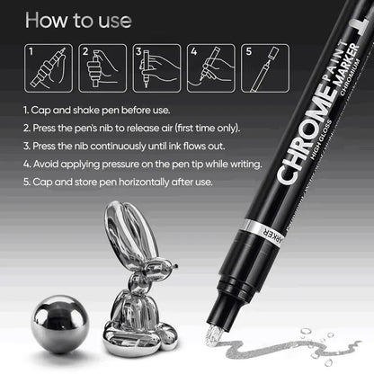 3pcs Chrome Mirror Marker Pens 2mm Gold & Silver Set by HitMyNeed
