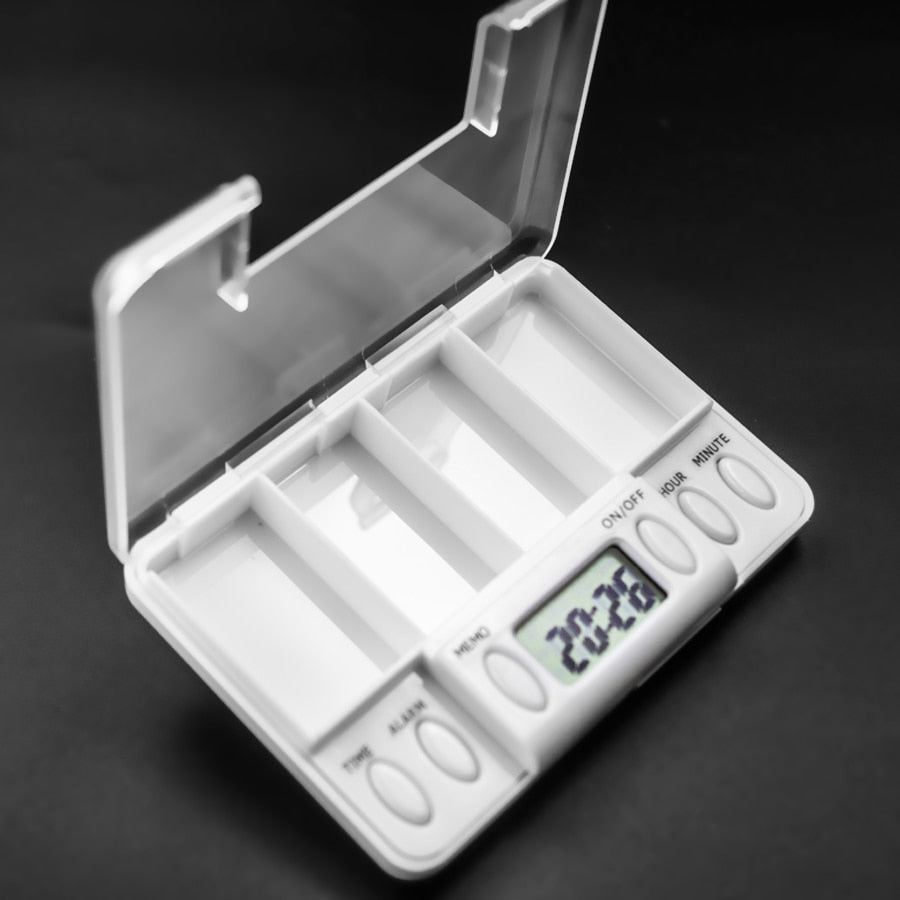 4-Grid Pill Box with Digital Timer and Alarm by HitMyNeed