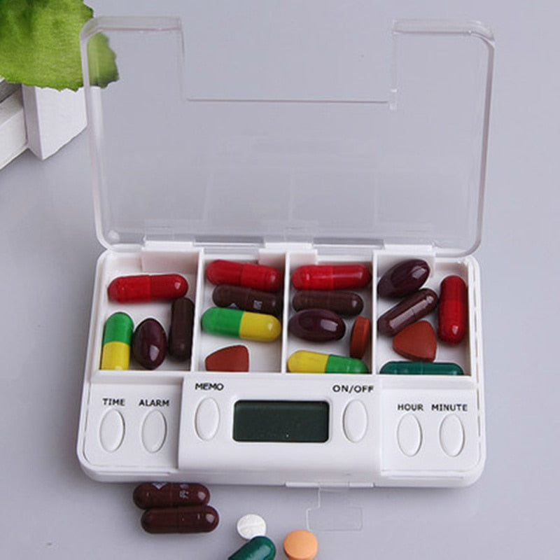 4-Grid Pill Box with Digital Timer and Alarm by HitMyNeed