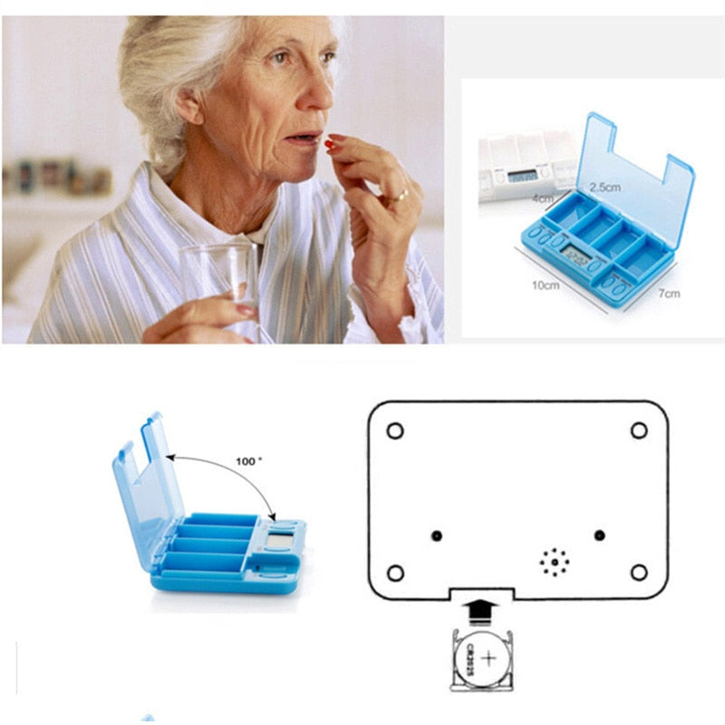 4-Grid Pill Box with Digital Timer and Alarm by HitMyNeed