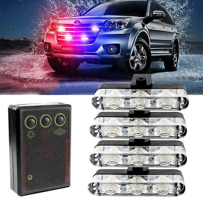 4-Head 12V LED Strobe Grill Warning Lights Kit by HitMyNeed