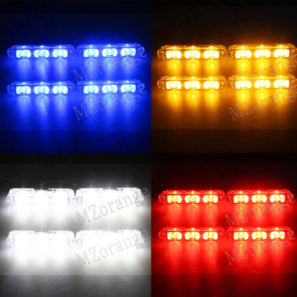 4-Head 12V LED Strobe Grill Warning Lights Kit by HitMyNeed