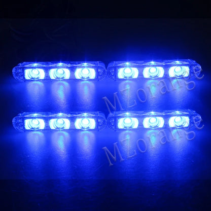 4-Head 12V LED Strobe Grill Warning Lights Kit all-blue by HitMyNeed