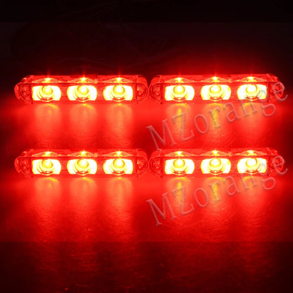4-Head 12V LED Strobe Grill Warning Lights Kit all-red by HitMyNeed