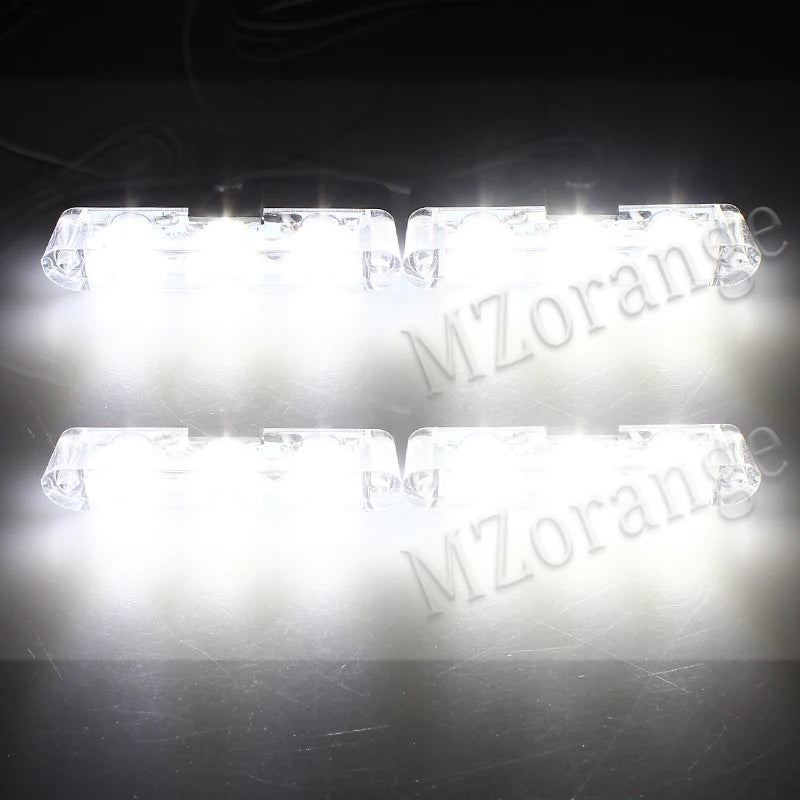 4-Head 12V LED Strobe Grill Warning Lights Kit all-white by HitMyNeed