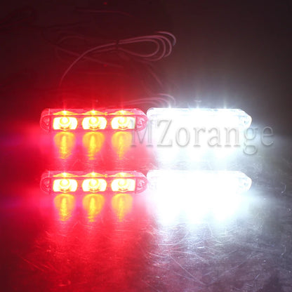 4-Head 12V LED Strobe Grill Warning Lights Kit red-and-white by HitMyNeed
