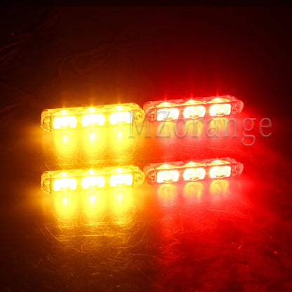 4-Head 12V LED Strobe Grill Warning Lights Kit red-and-yellow by HitMyNeed