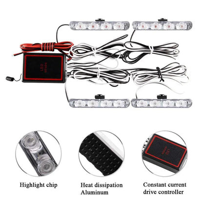 4-in-1 12V LED Emergency Strobe Grille Light Kit by HitMyNeed