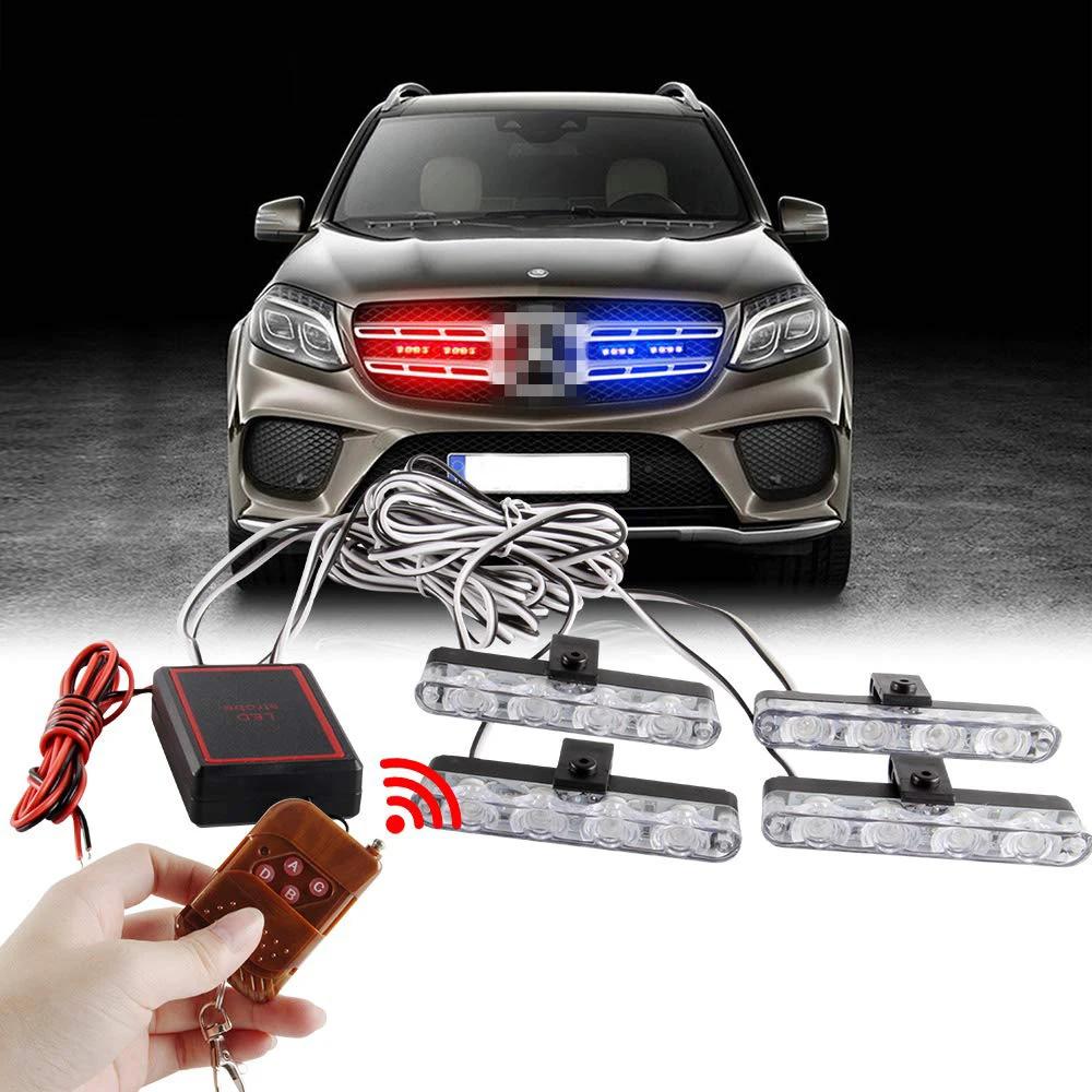 4-in-1 12V LED Emergency Strobe Grille Light Kit by HitMyNeed
