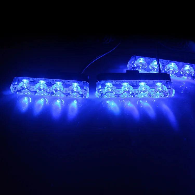 4-in-1 12V LED Emergency Strobe Grille Light Kit blue by HitMyNeed