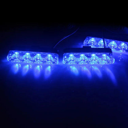 4-in-1 12V LED Emergency Strobe Grille Light Kit blue by HitMyNeed