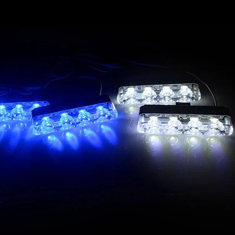 4-in-1 12V LED Emergency Strobe Grille Light Kit white-and-blue by HitMyNeed