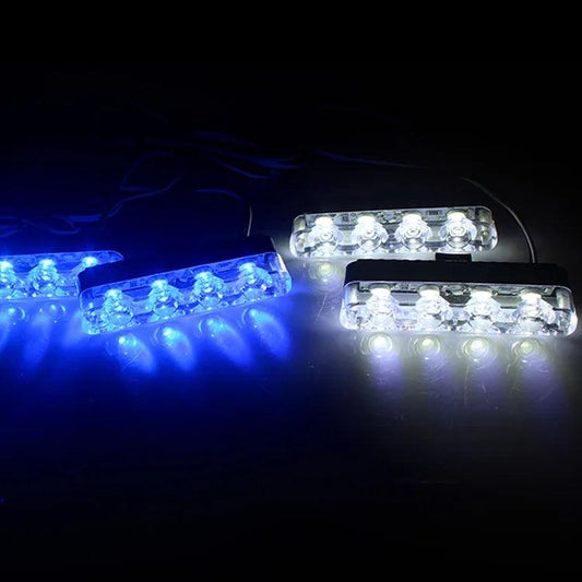 4-in-1 12V LED Emergency Strobe Grille Light Kit white-and-blue by HitMyNeed