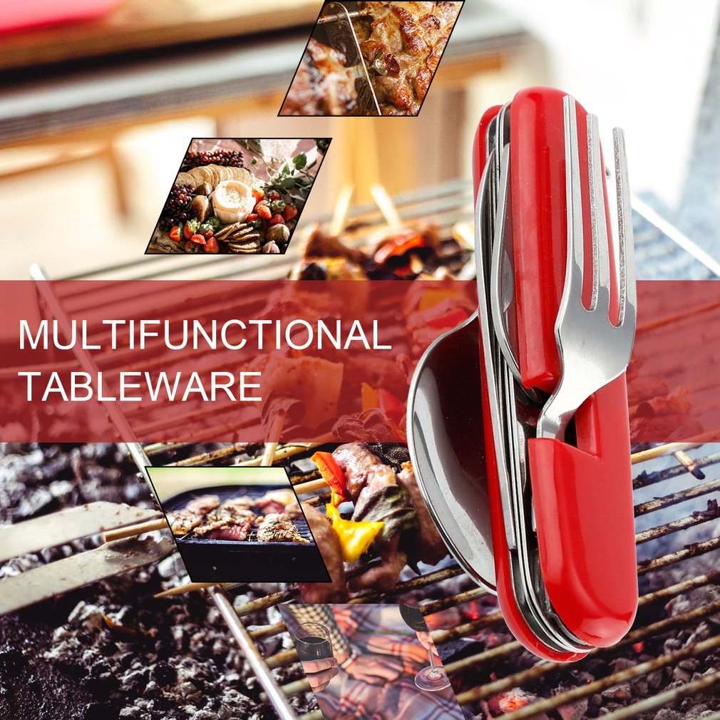 4-in-1 Camping Utensil Set with Folding Design by HitMyNeed