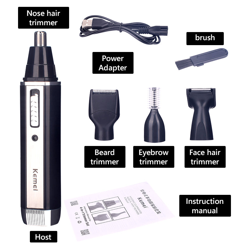 4-in-1 Rechargeable Nose, Ear & Facial Hair Trimmer by HitMyNeed