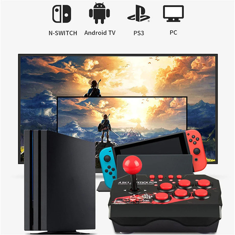 4-in-1 Retro Arcade Fight Stick for PS, Switch, PC, Android by HitMyNeed