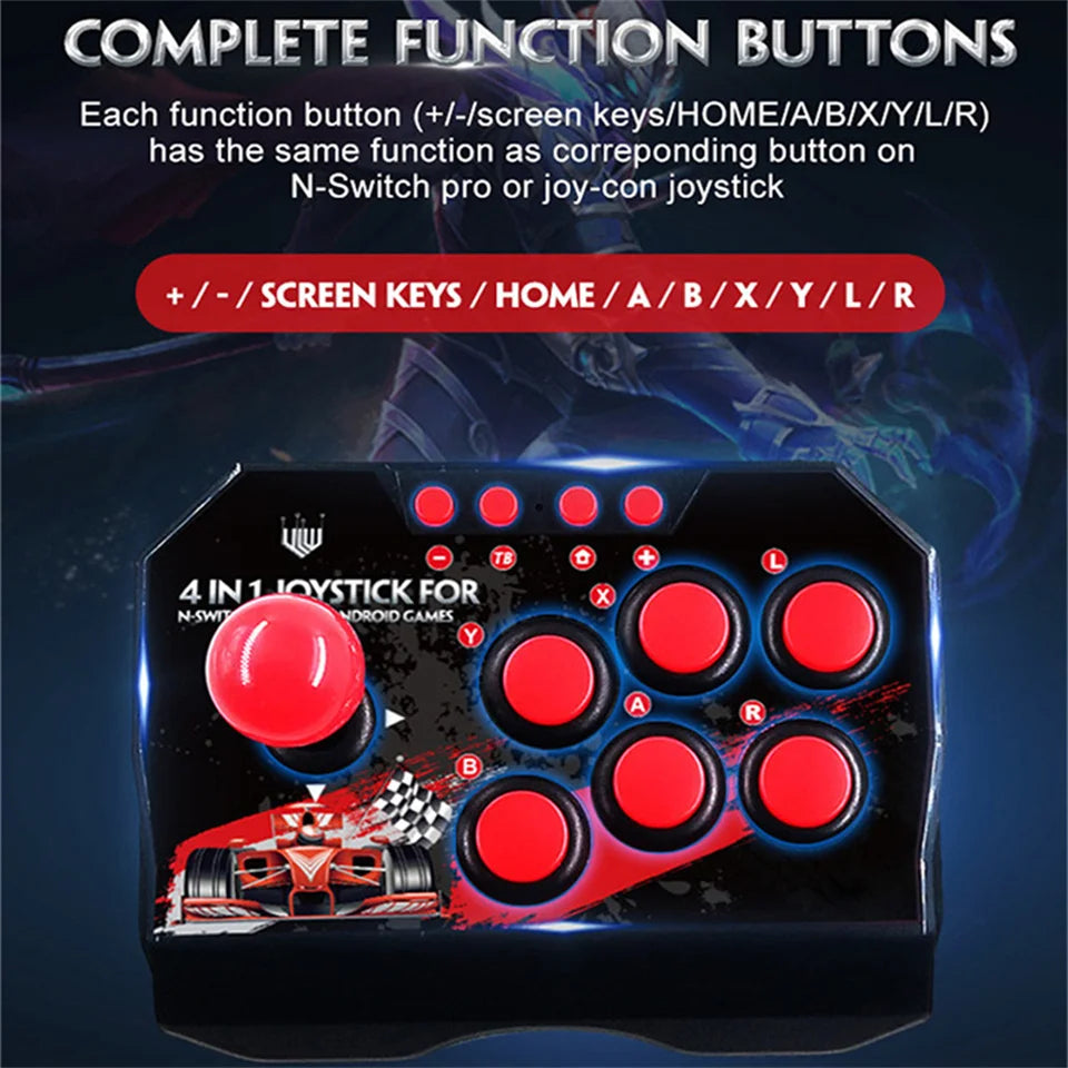 4-in-1 Retro Arcade Fight Stick for PS, Switch, PC, Android by HitMyNeed