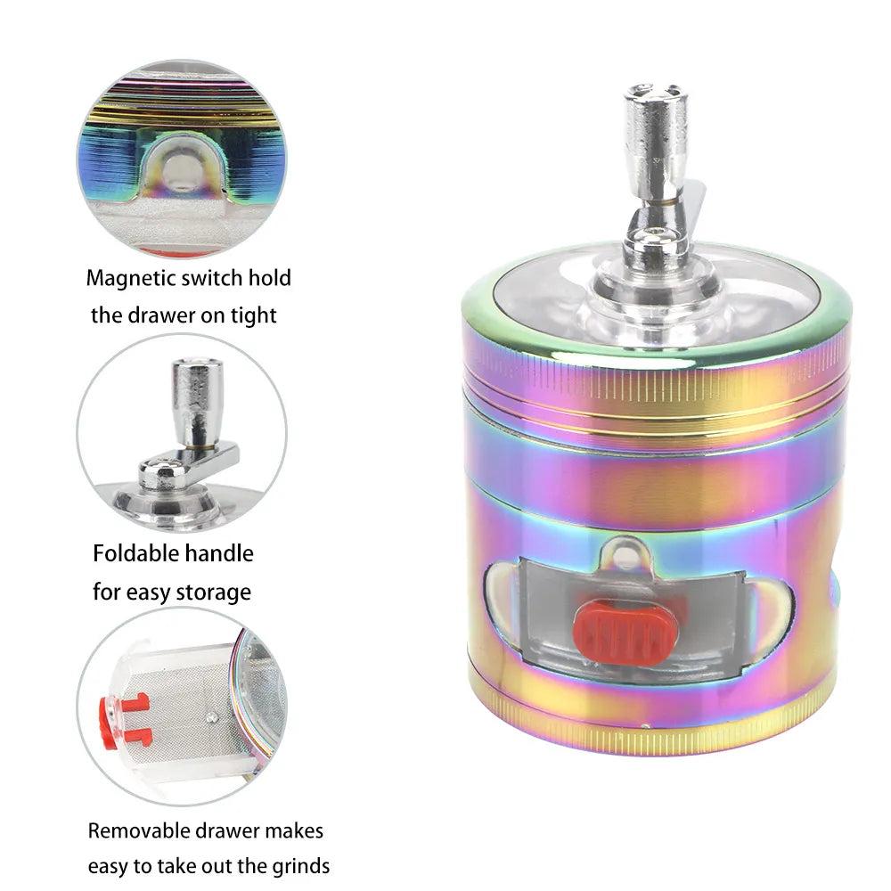4-Layer Hand Crank Herb Grinder with Drawer by HitMyNeed