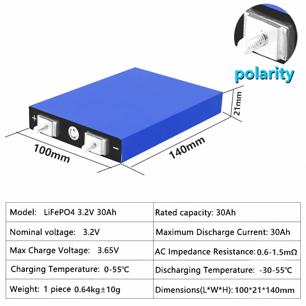 4-Pack 3.2V 30Ah LiFePO4 Cells for 12-48V DIY Power by HitMyNeed
