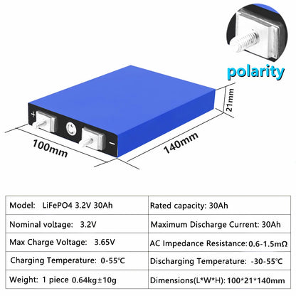 4-Pack 3.2V 30Ah LiFePO4 Cells for 12-48V DIY Power by HitMyNeed