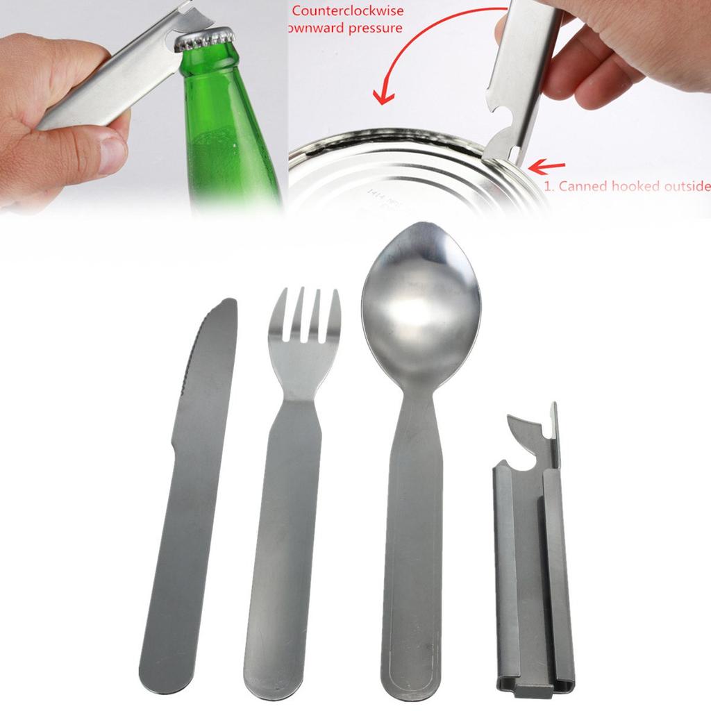 4-Piece Portable Stainless Steel Silverware Set by HitMyNeed